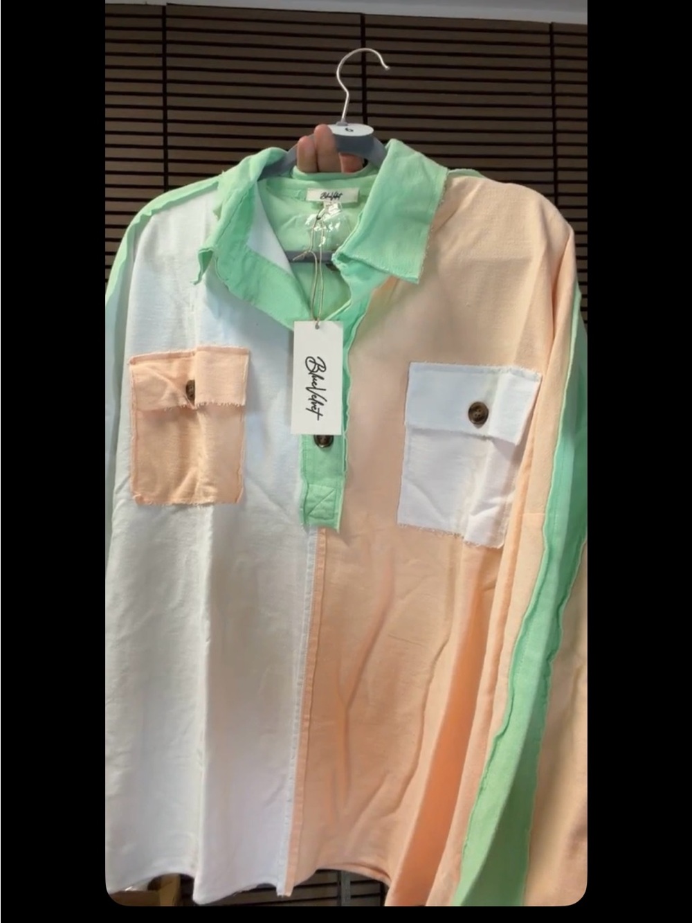 Blush & Mint Colorblock Button-Front Shirt - Bbykift